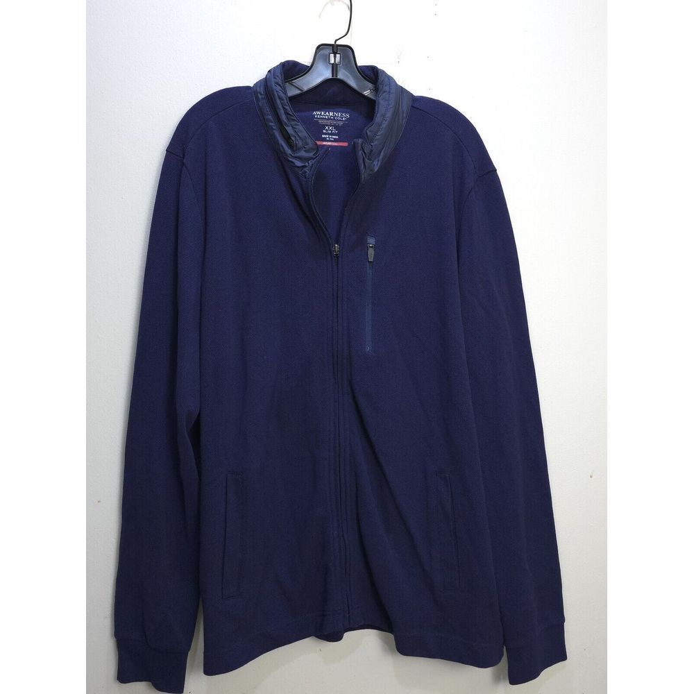 Awearness‎ Kenneth Cole Jacket Men's Zip Up Awear-Tech  Blue Navy  Size 2XL Slim